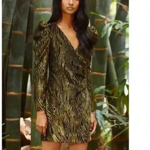 RACHEL ZOE Amari ruched metallic devoré-velvet‎ mini dress